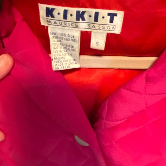 Vintage KiKit Pink& Red Silk Quilted Hooded Jacket - Picture 11 of 13